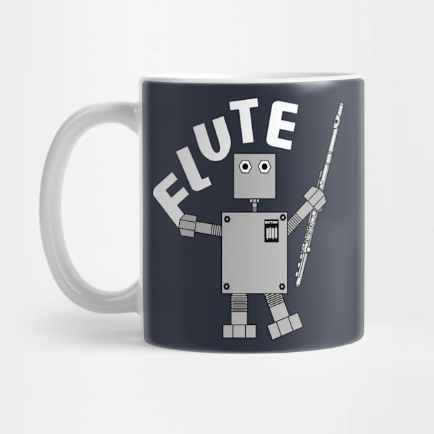 Flute Robot White Text by Barthol Graphics